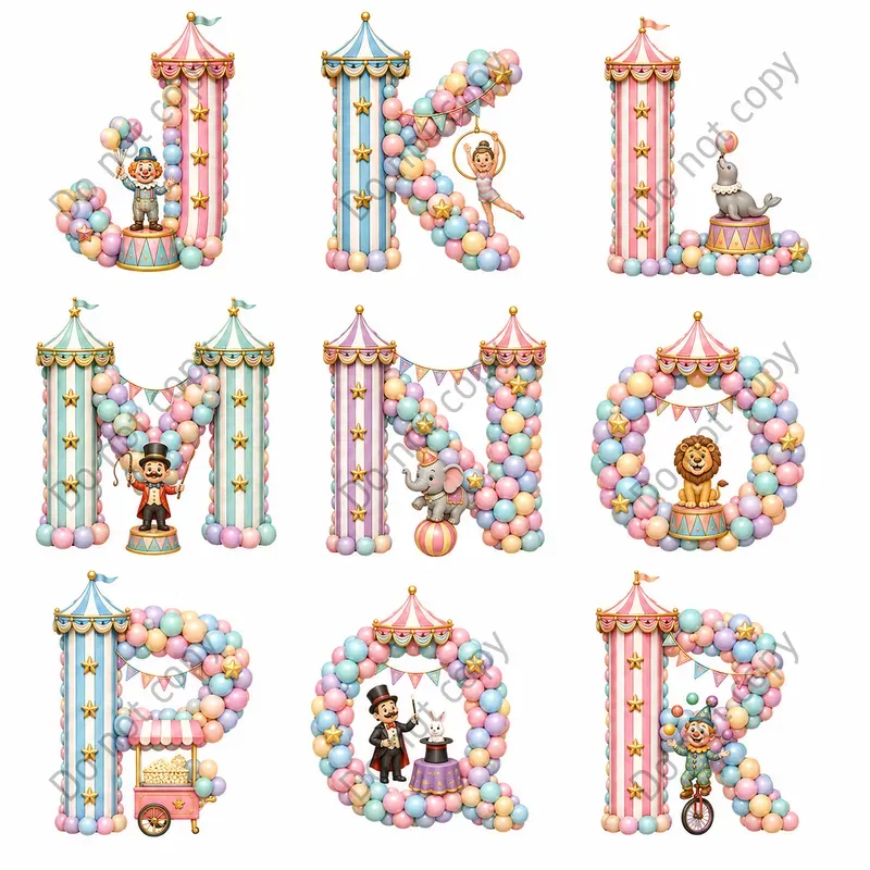 Circus Alphabet Clipart Sheets