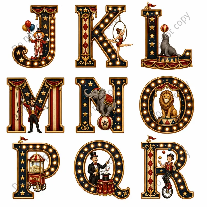Circus Alphabet Clipart Sheets