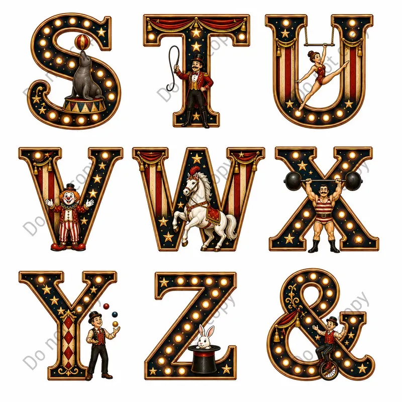 Circus Alphabet Clipart Sheets