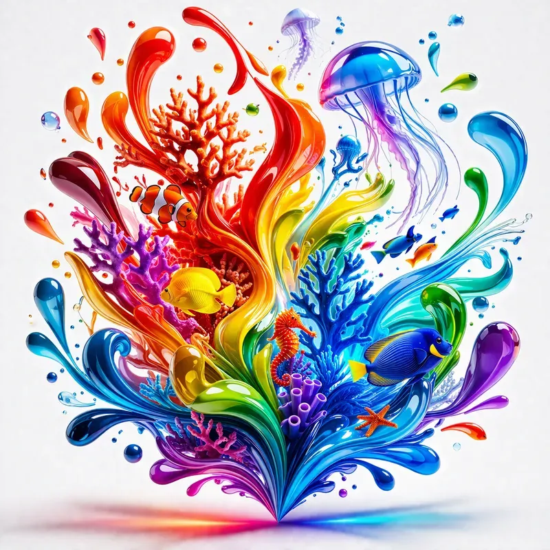 Abstract 3D Floating Digital Art 8K