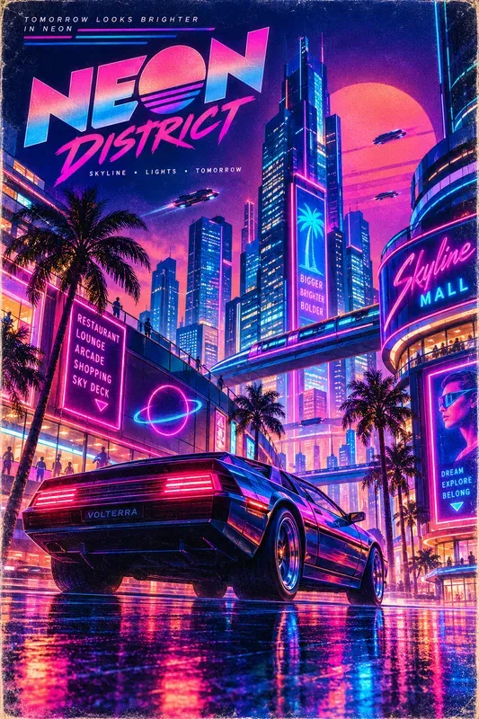Retro 80s Neon Poster Generator