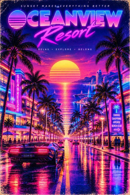 Retro 80s Neon Poster Generator