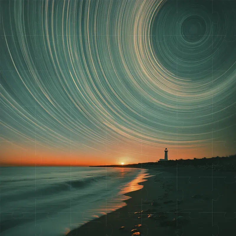 Solargraphy Stock Photo Across Landscape