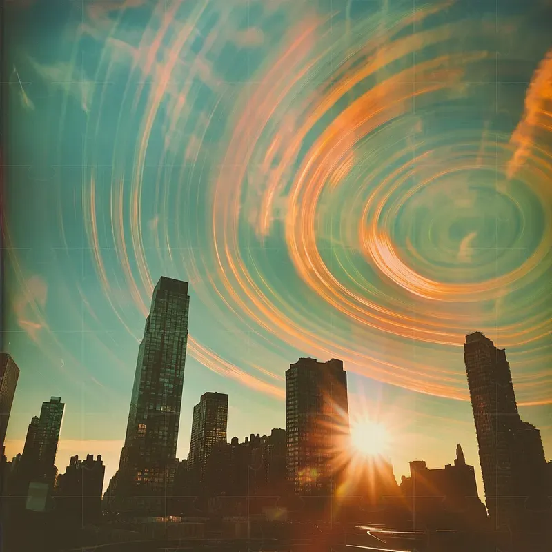 Solargraphy Stock Photo Across Landscape