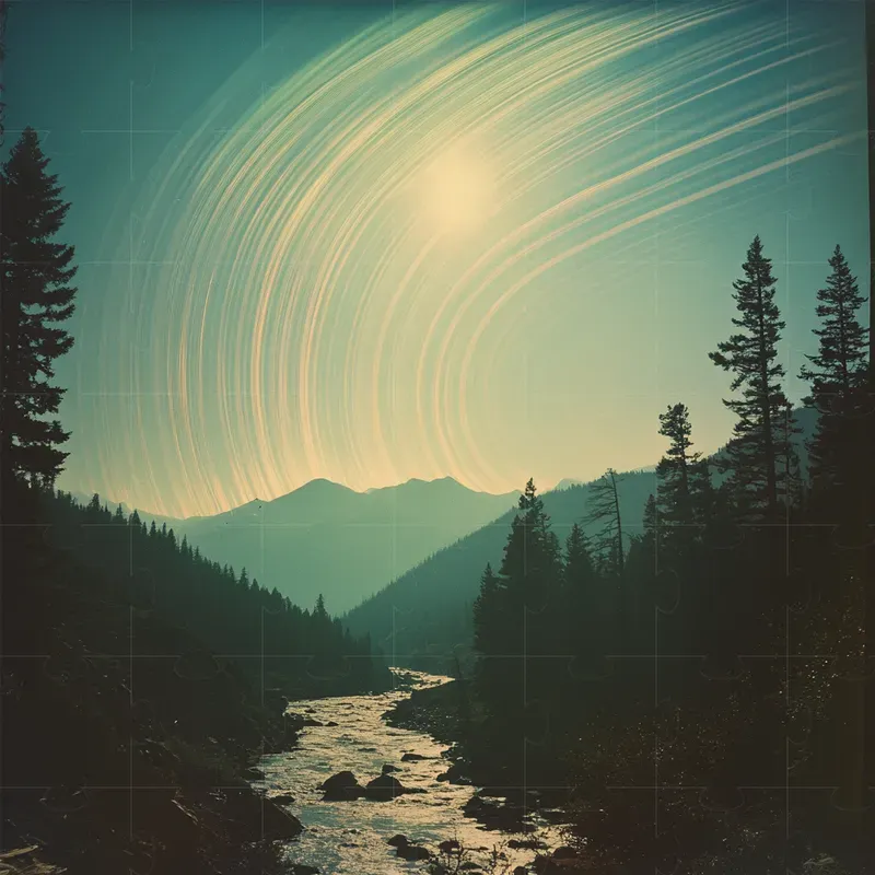 Solargraphy Stock Photo Across Landscape