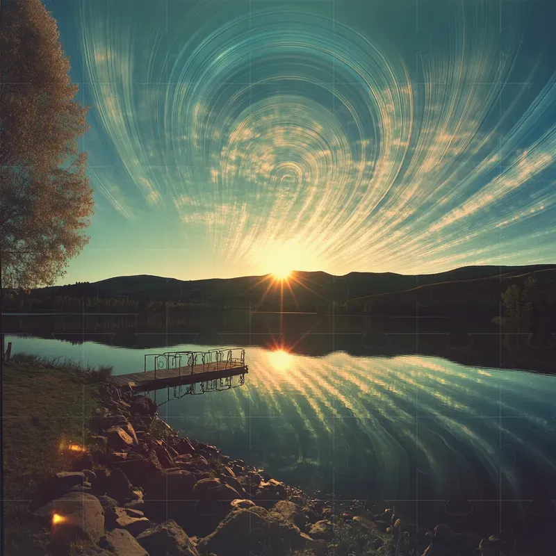 Solargraphy Stock Photo Across Landscape