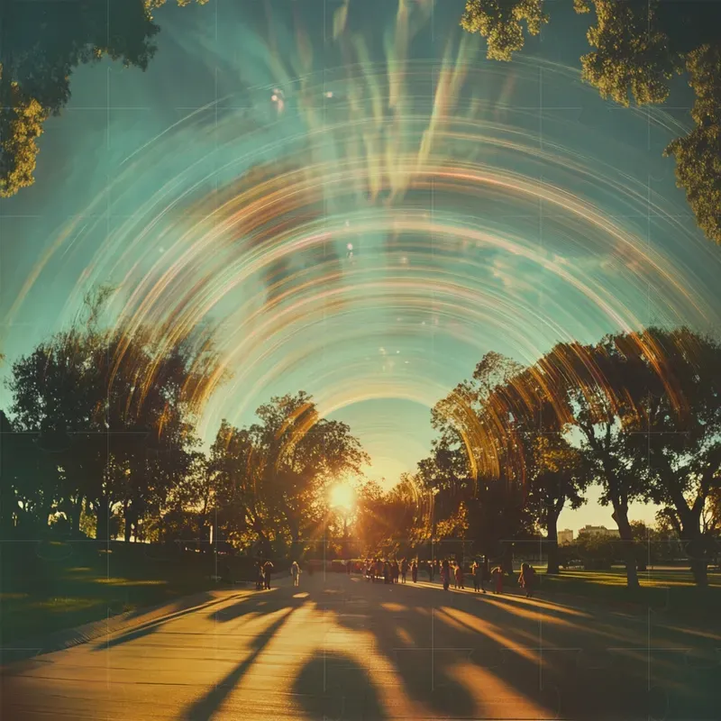 Solargraphy Stock Photo Across Landscape