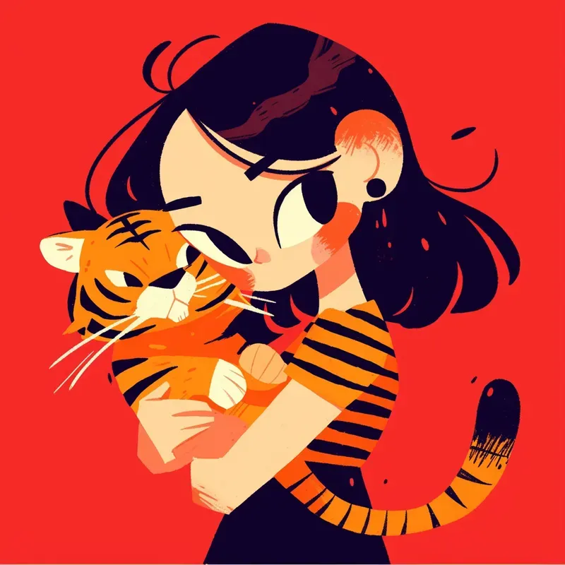 Red Pop Minimal Girl Pets