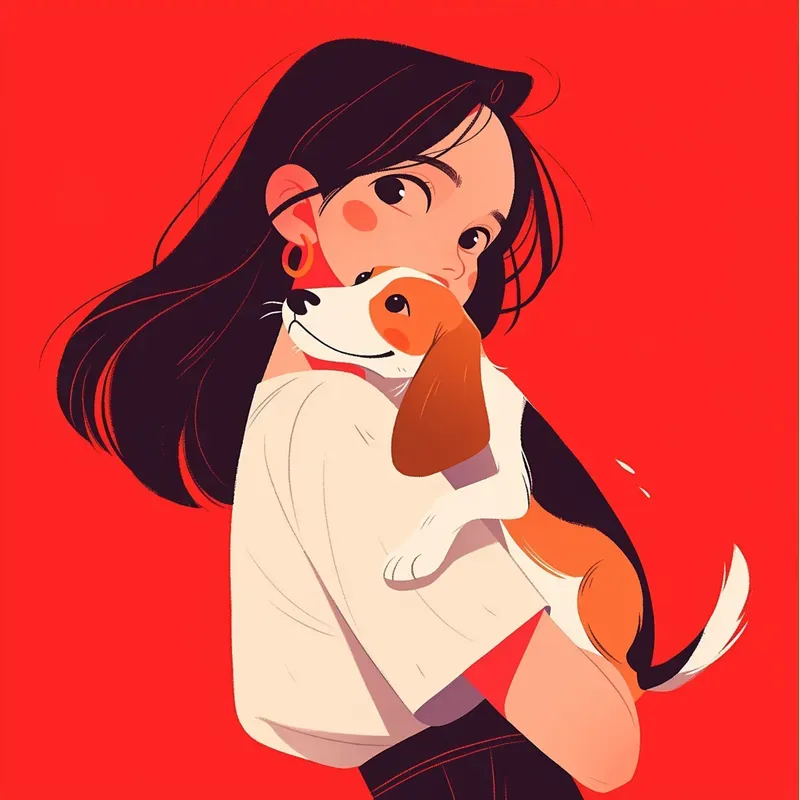 Red Pop Minimal Girl Pets