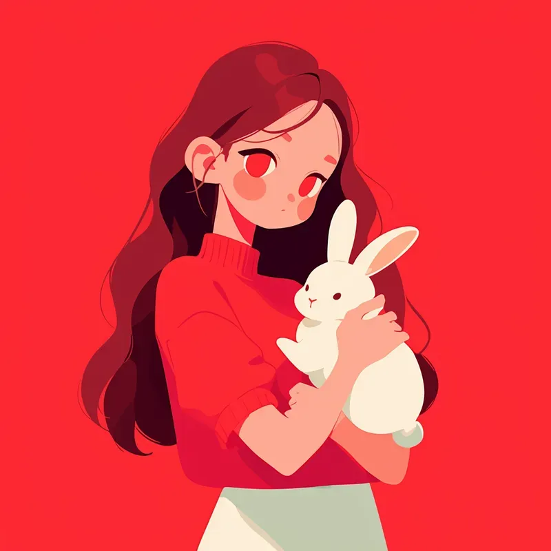 Red Pop Minimal Girl Pets