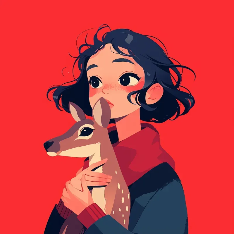 Red Pop Minimal Girl Pets