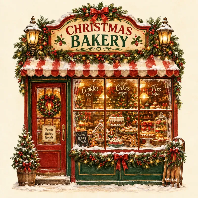 Vintage Christmas Shop Window Art