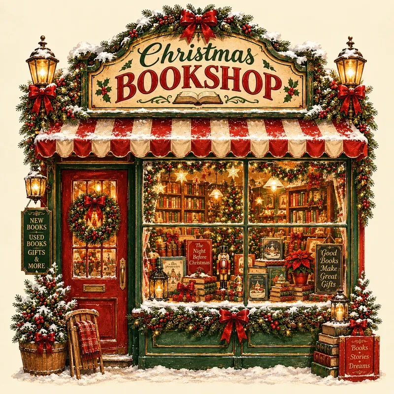 Vintage Christmas Shop Window Art