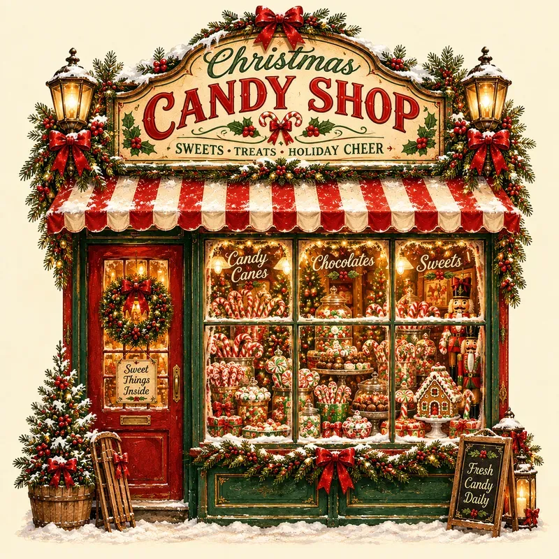 Vintage Christmas Shop Window Art