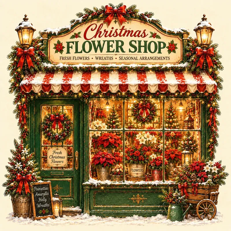 Vintage Christmas Shop Window Art