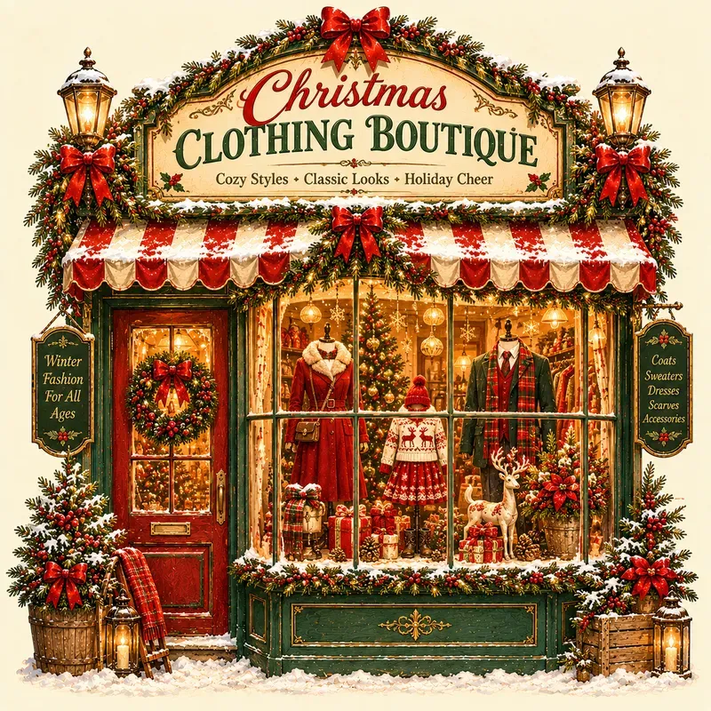 Vintage Christmas Shop Window Art