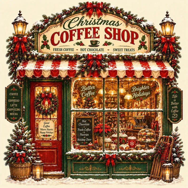 Vintage Christmas Shop Window Art