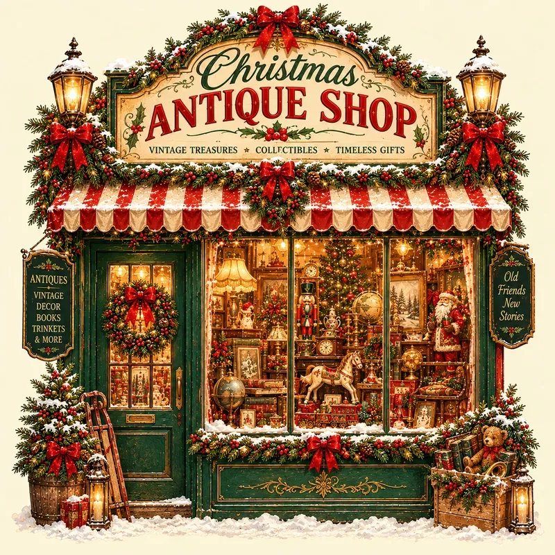 Vintage Christmas Shop Window Art