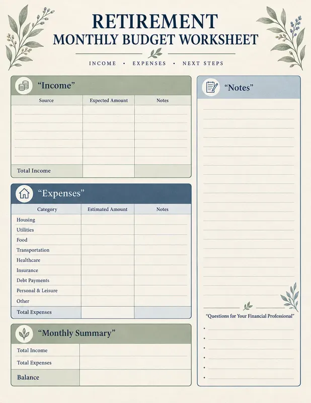 Retirement Planning Journal Printables