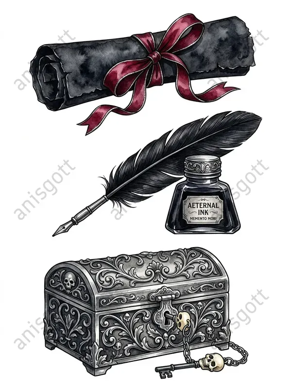 Victorian Dark Romance Wedding Cliparts