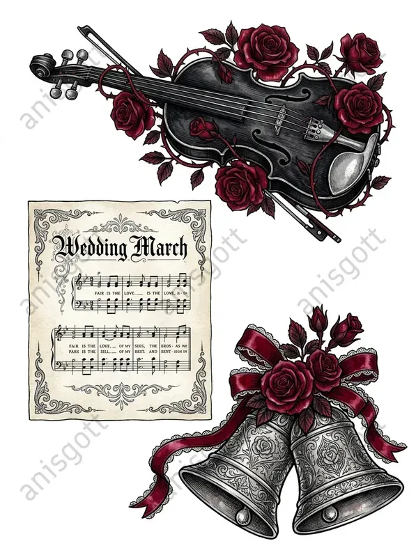 Victorian Dark Romance Wedding Cliparts