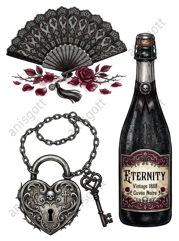 Victorian Dark Romance Wedding Cliparts