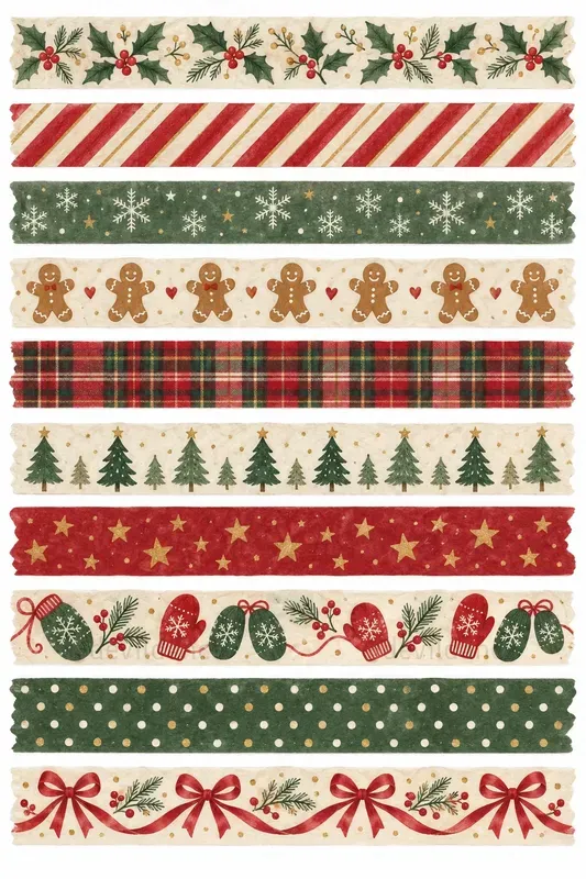 Printable Christmas Washi Tape Strips