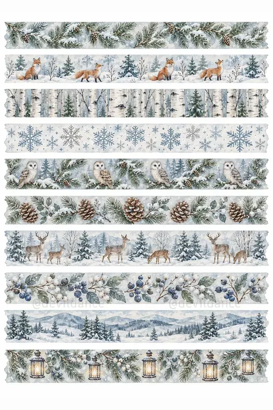 Printable Christmas Washi Tape Strips