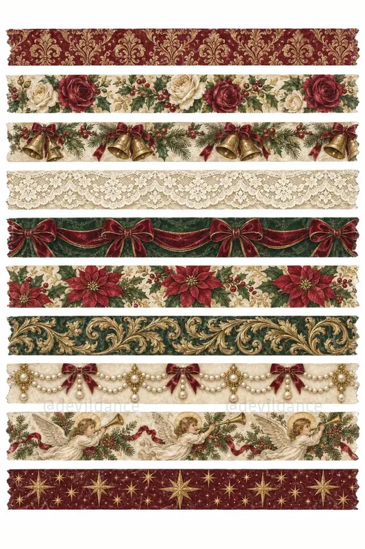 Printable Christmas Washi Tape Strips