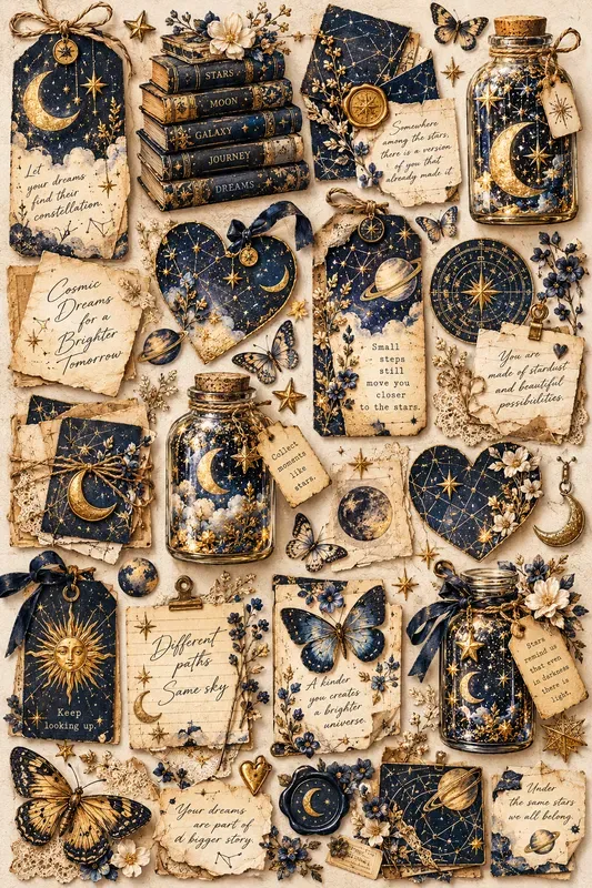 Vintage Botanical Ephemera Journal Kit
