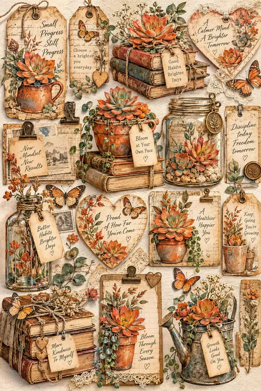 Vintage Botanical Ephemera Journal Kit