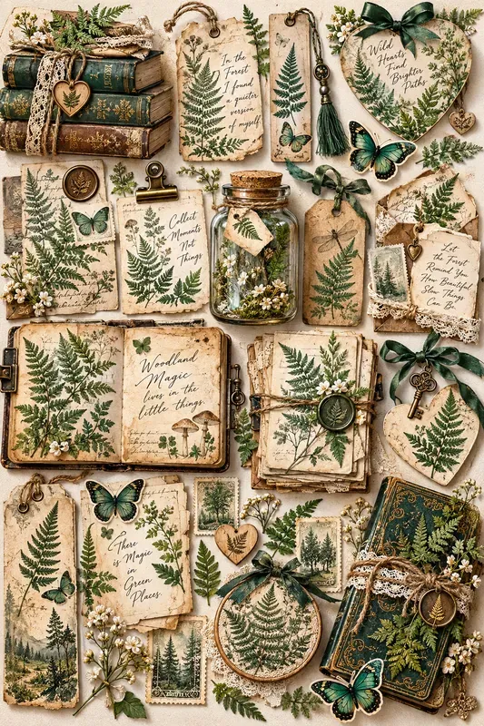 Vintage Botanical Ephemera Journal Kit