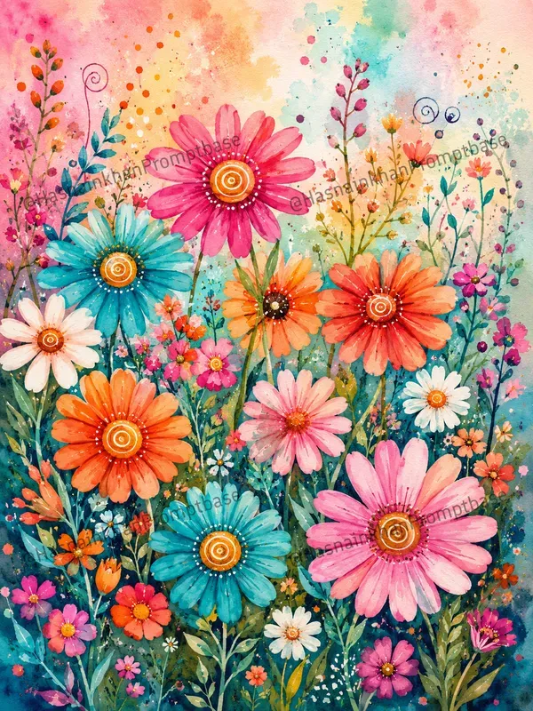 Vibrant Whimsical Flowers