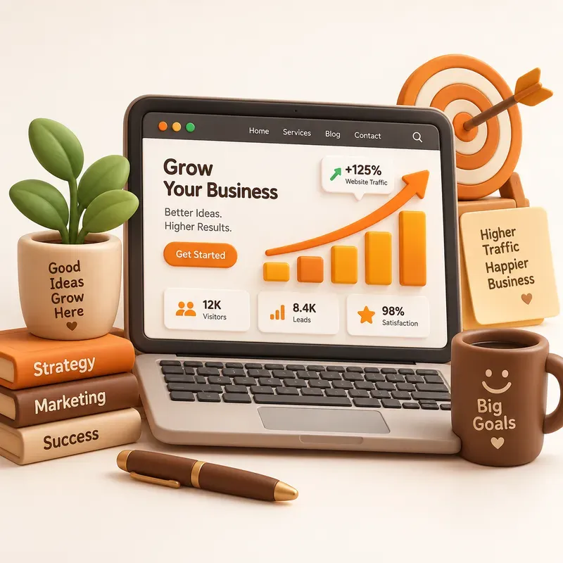 3D SEO Business Growth Illustrations