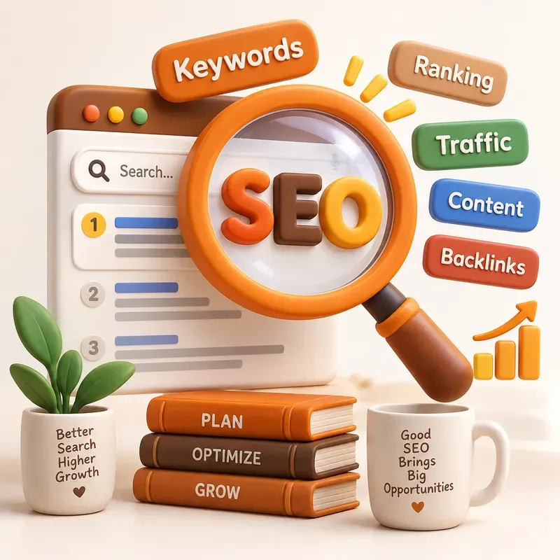 3D SEO Business Growth Illustrations