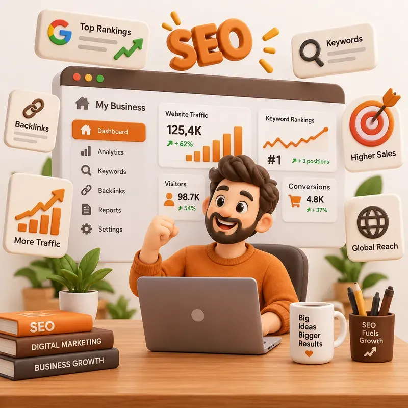 3D SEO Business Growth Illustrations