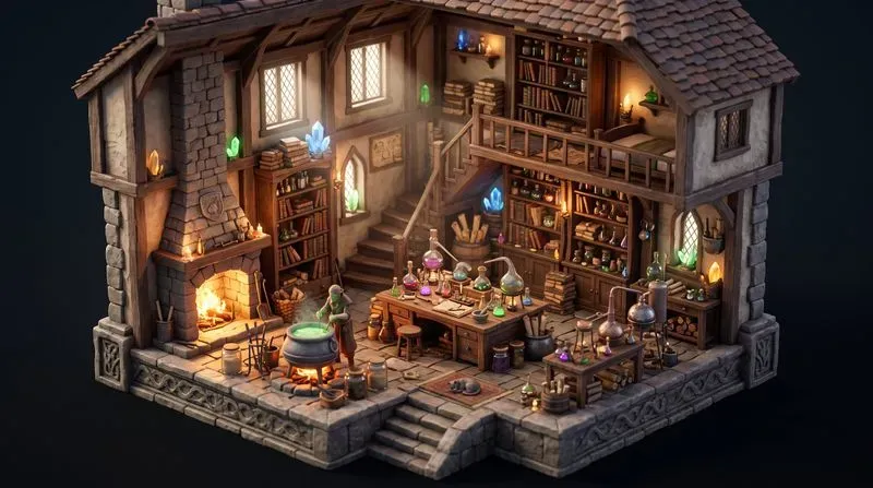 Isometric 3D Diorama Rooms