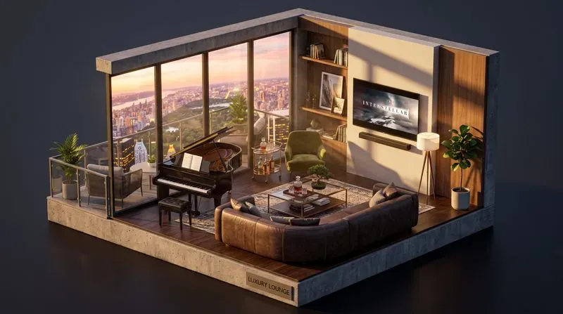 Isometric 3D Diorama Rooms