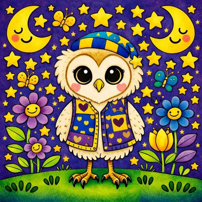 Modern Folk Art Animals Whimsical 2D