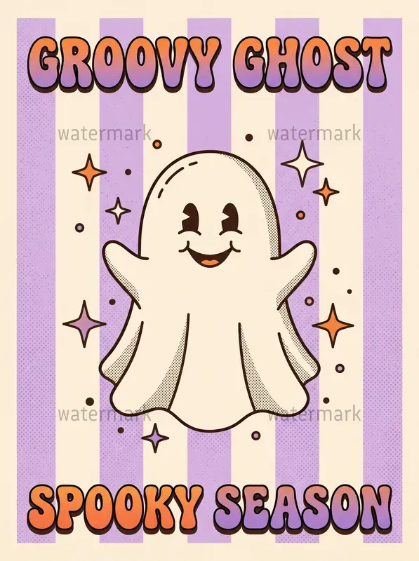 Groovy Retro Halloween Poster Prints