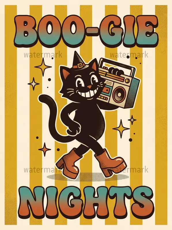 Groovy Retro Halloween Poster Prints