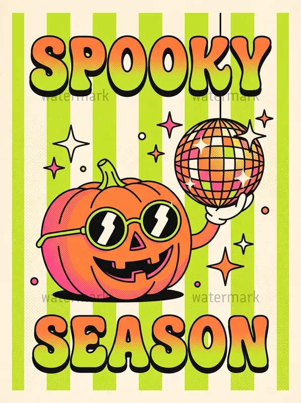 Groovy Retro Halloween Poster Prints