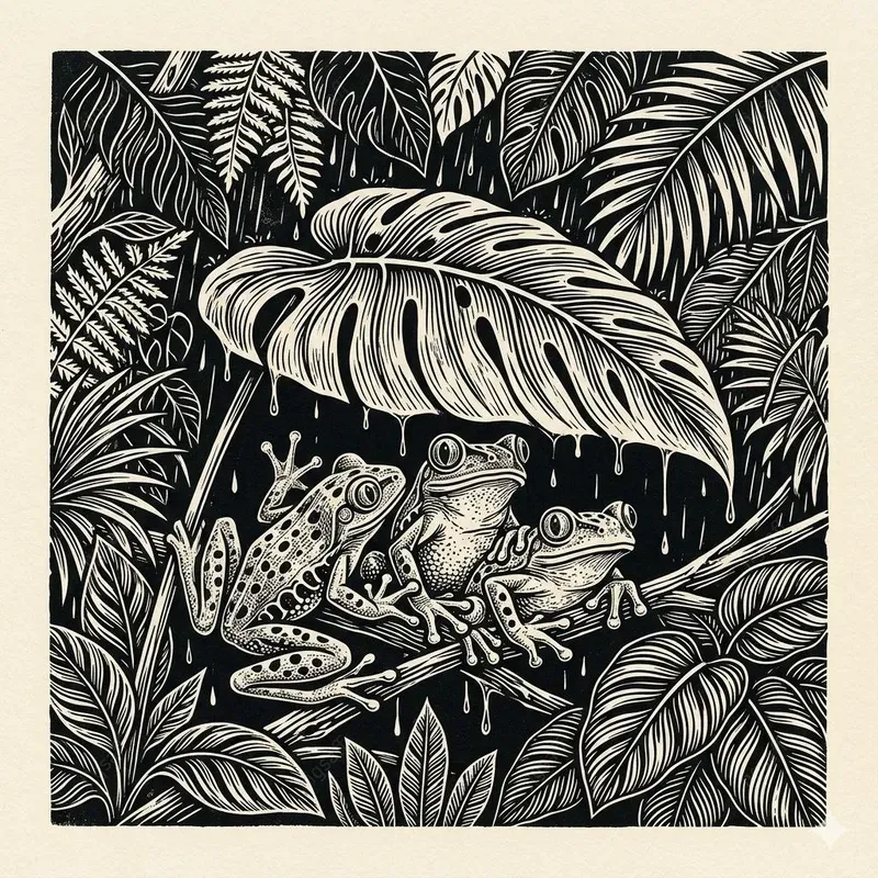 Monochrome Linocut Jungle Botanicals