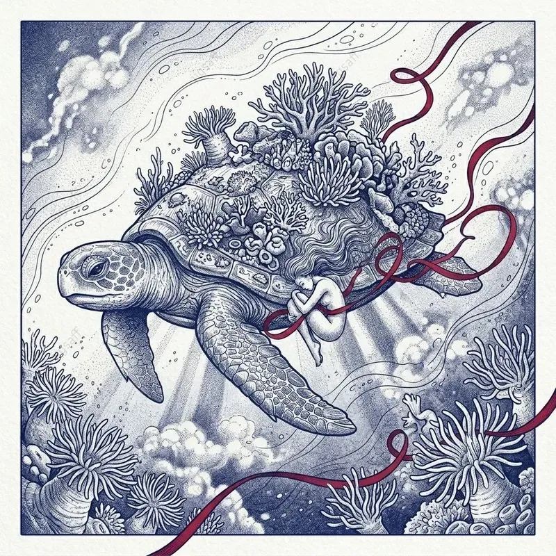 Surreal Monochrome Sea Creature Ink Art