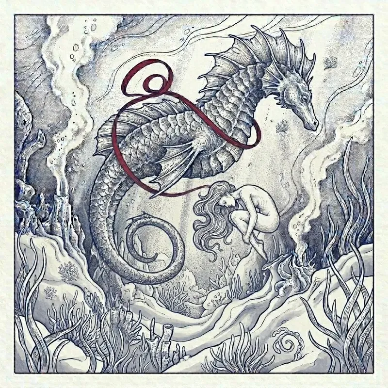 Surreal Monochrome Sea Creature Ink Art