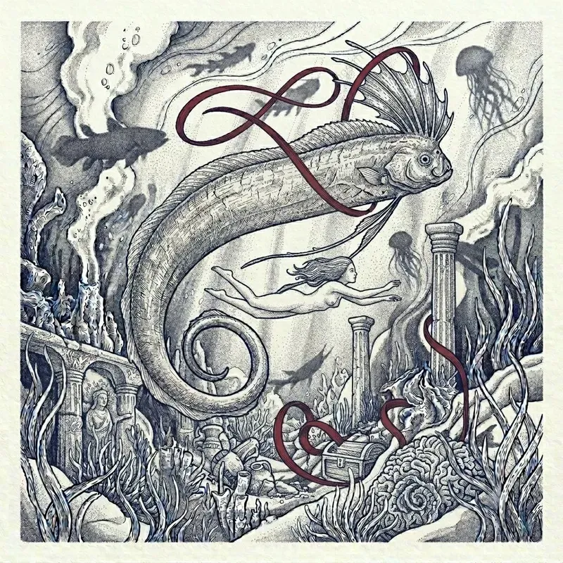 Surreal Monochrome Sea Creature Ink Art