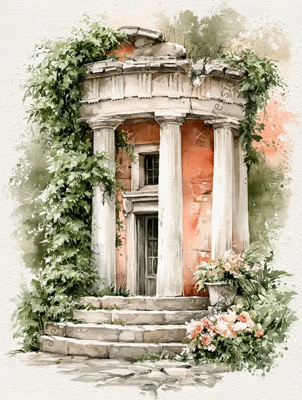 Romantic Watercolor Ruins