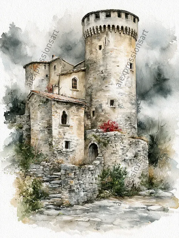 Romantic Watercolor Ruins