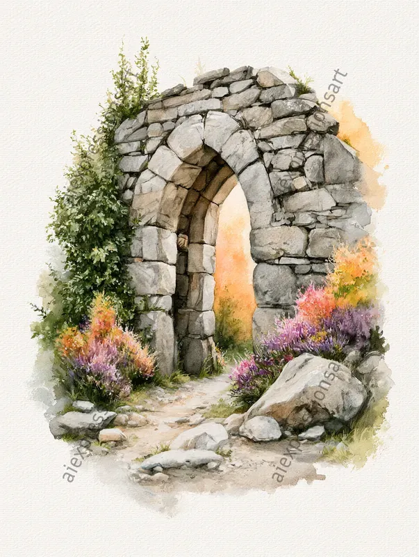 Romantic Watercolor Ruins