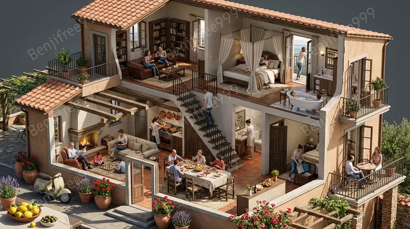 Ultrarealistic Isometric Home Cutaways